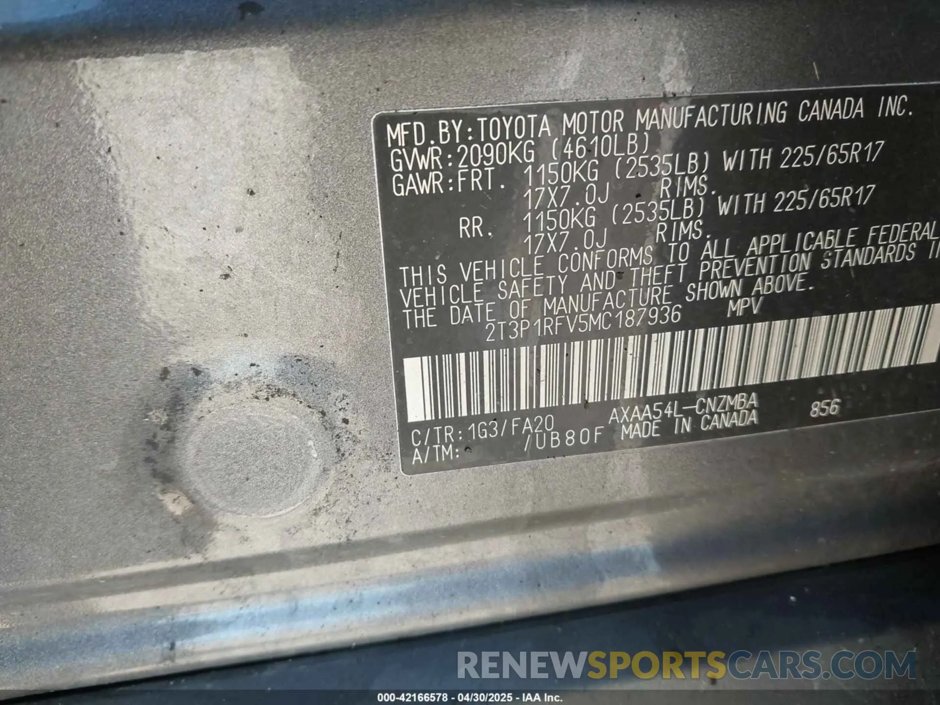 9 Фотография поврежденного автомобиля 2T3P1RFV5MC187936 TOYOTA RAV4 2021