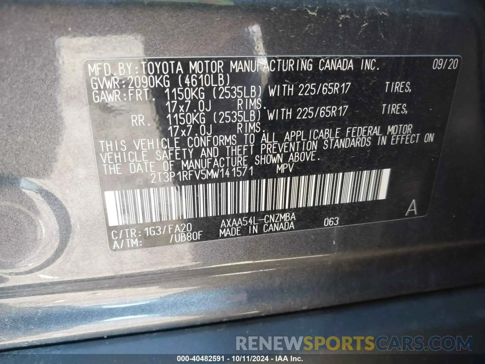 9 Photograph of a damaged car 2T3P1RFV5MW141571 TOYOTA RAV4 2021