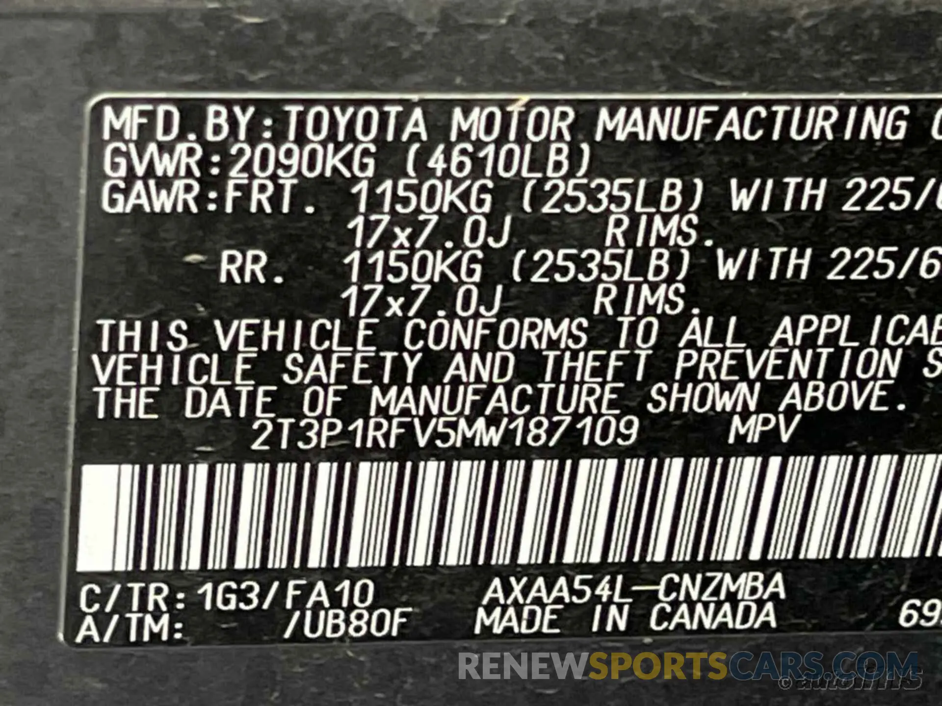 8 Фотография поврежденного автомобиля 2T3P1RFV5MW187109 TOYOTA RAV4 2021