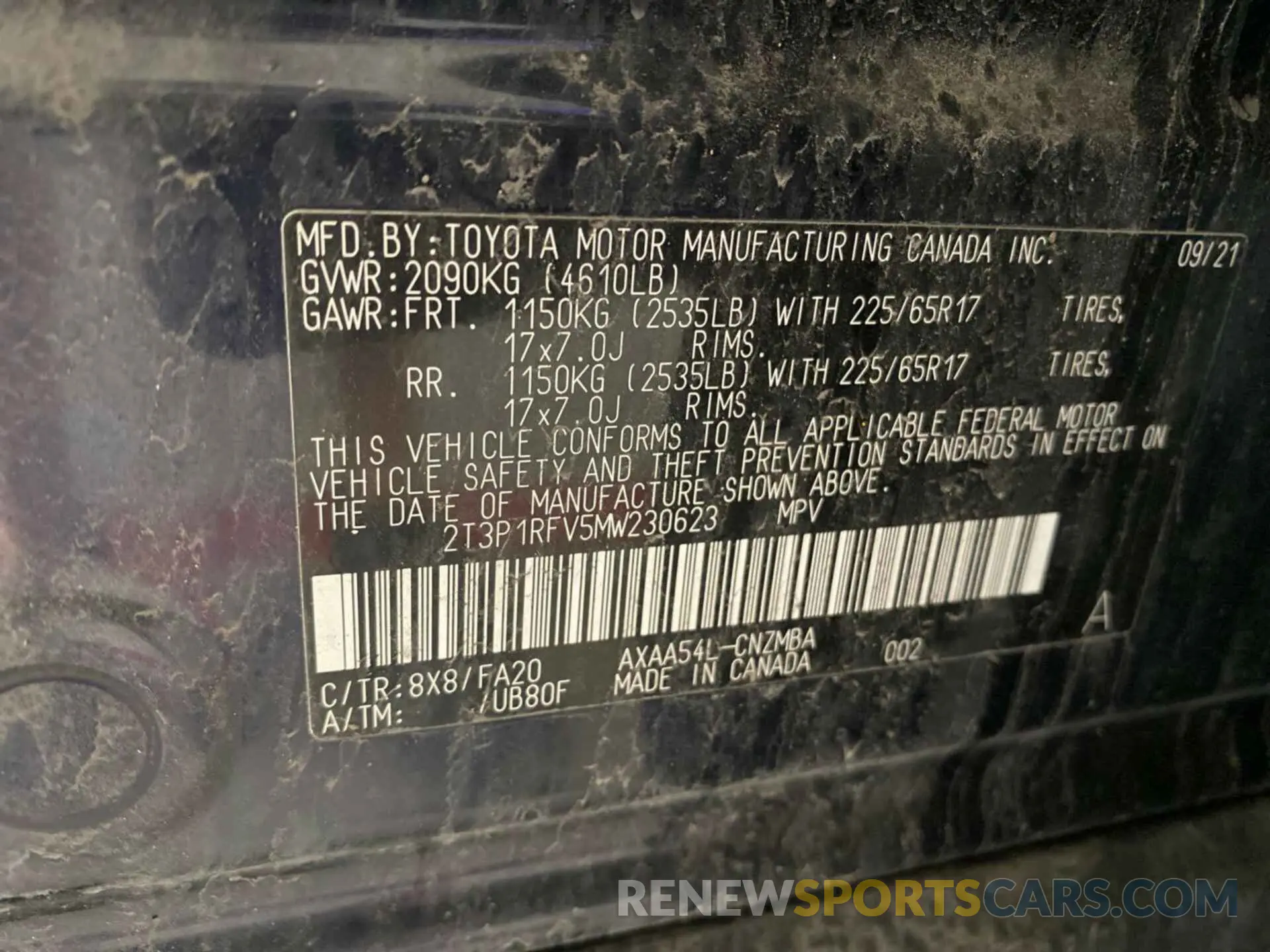 4 Photograph of a damaged car 2T3P1RFV5MW230623 TOYOTA RAV4 2021