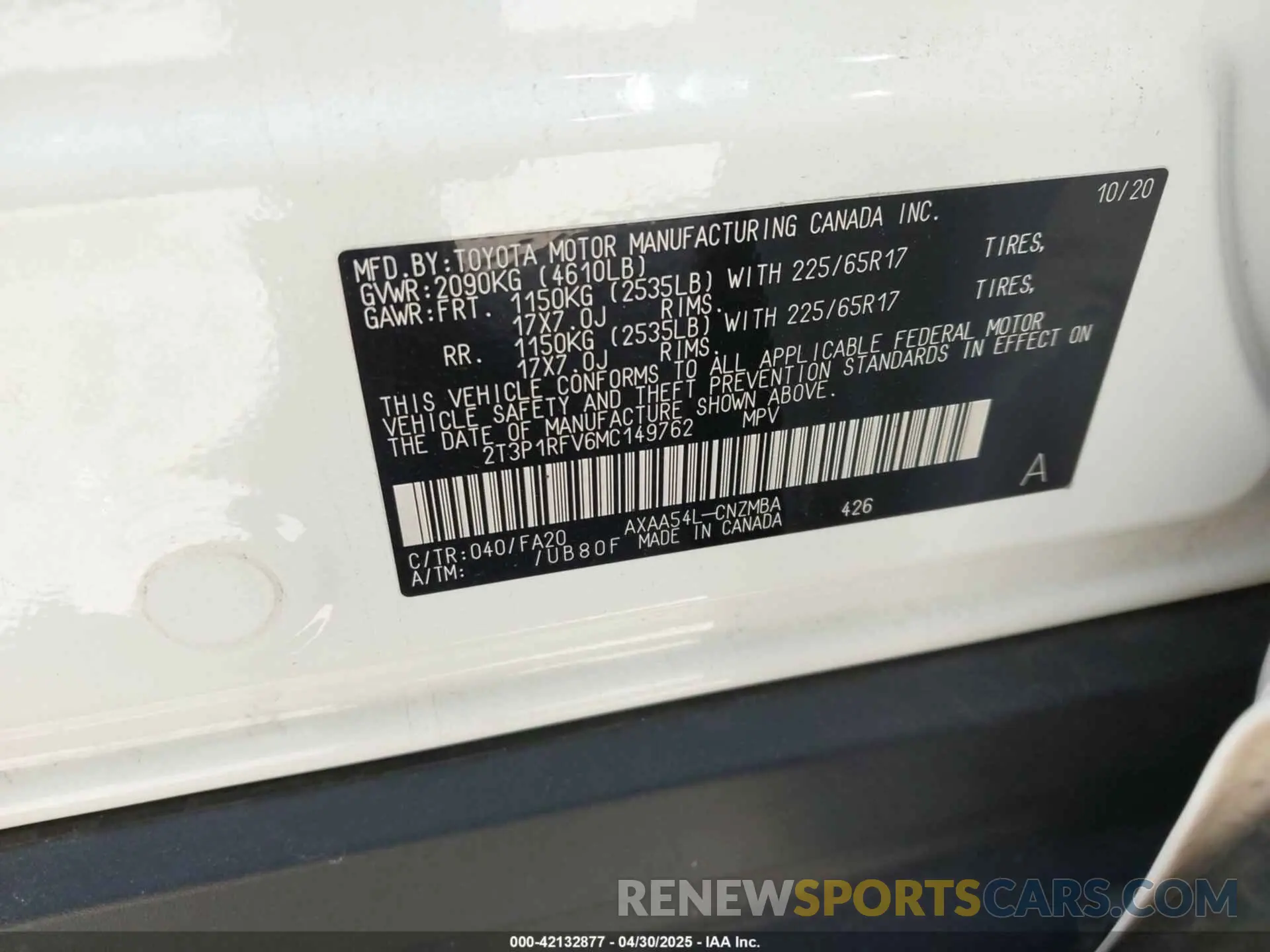 9 Фотография поврежденного автомобиля 2T3P1RFV6MC149762 TOYOTA RAV4 2021