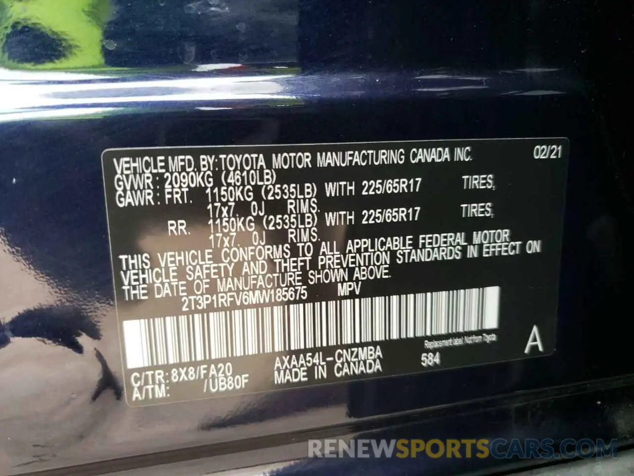 14 Фотография поврежденного автомобиля 2T3P1RFV6MW185675 TOYOTA RAV4 2021
