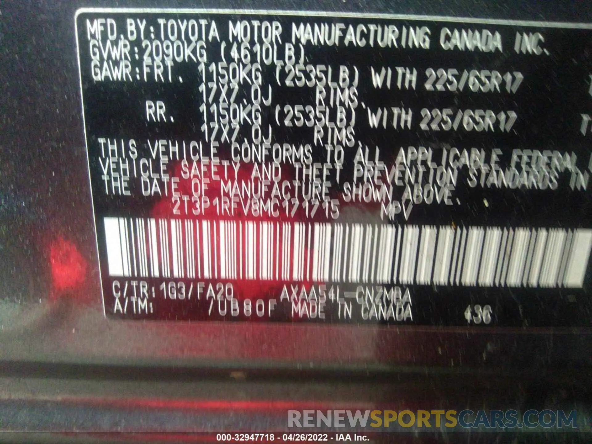 9 Фотография поврежденного автомобиля 2T3P1RFV8MC171715 TOYOTA RAV4 2021