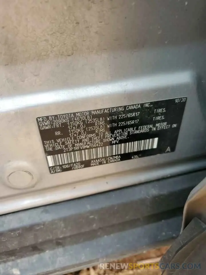 16 Фотография поврежденного автомобиля 2T3P1RFV8MW156422 TOYOTA RAV4 2021