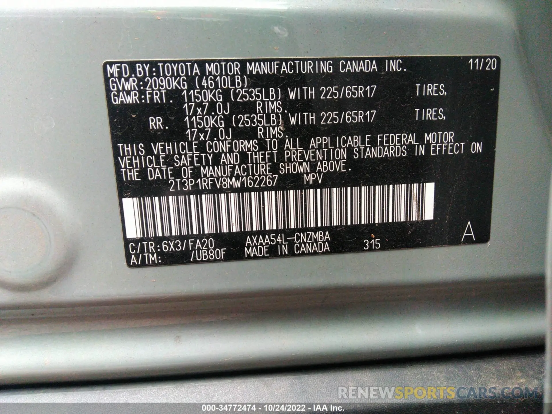 9 Photograph of a damaged car 2T3P1RFV8MW162267 TOYOTA RAV4 2021