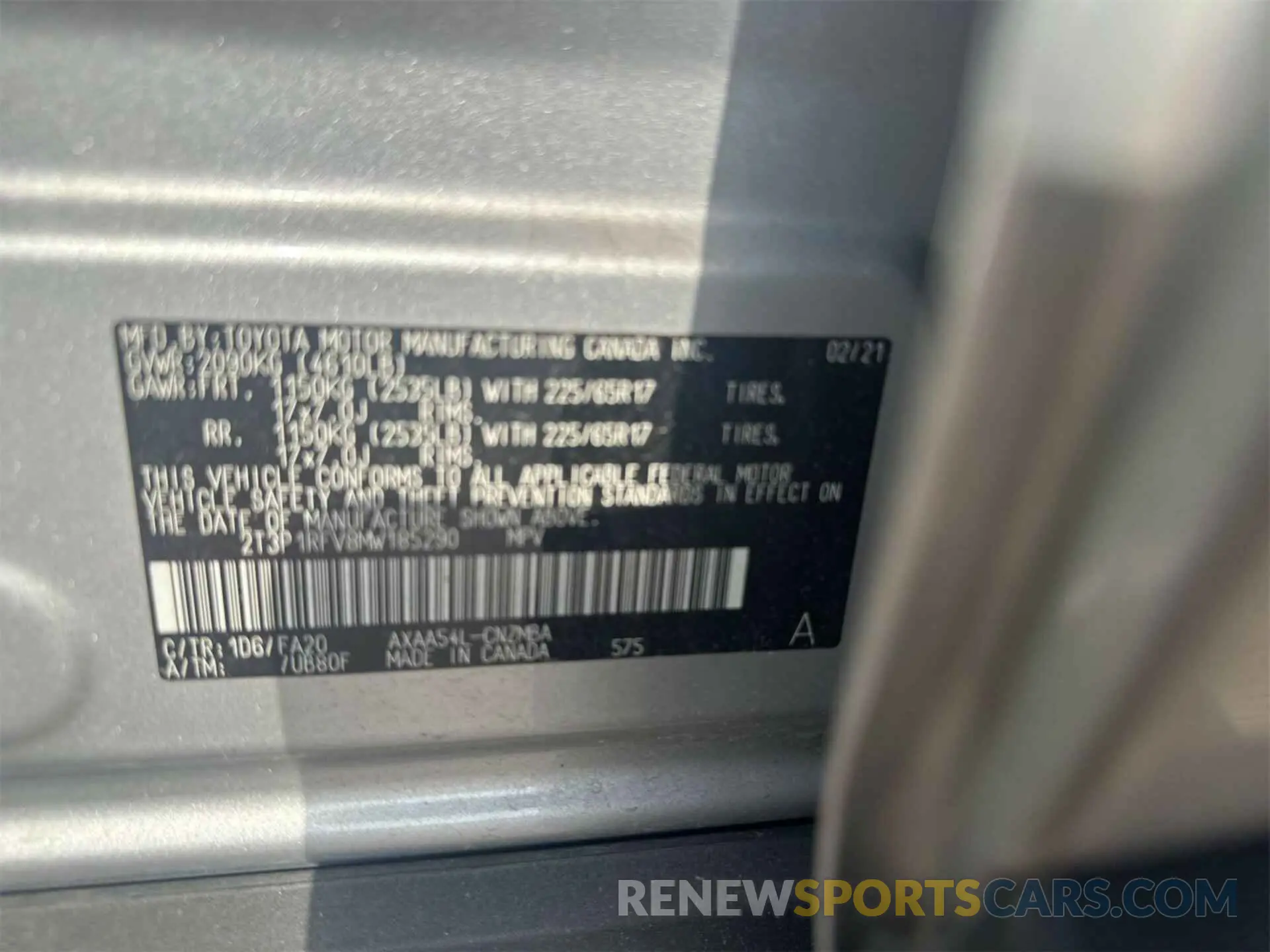 6 Фотография поврежденного автомобиля 2T3P1RFV8MW185290 TOYOTA RAV4 2021