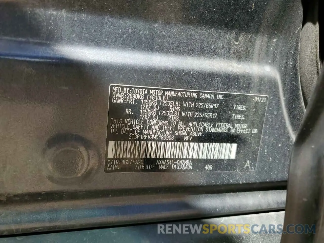 13 Photograph of a damaged car 2T3P1RFV9MC180908 TOYOTA RAV4 2021