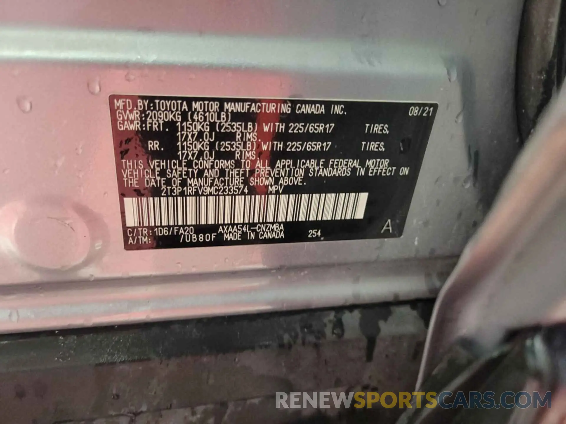 15 Photograph of a damaged car 2T3P1RFV9MC233574 TOYOTA RAV4 2021