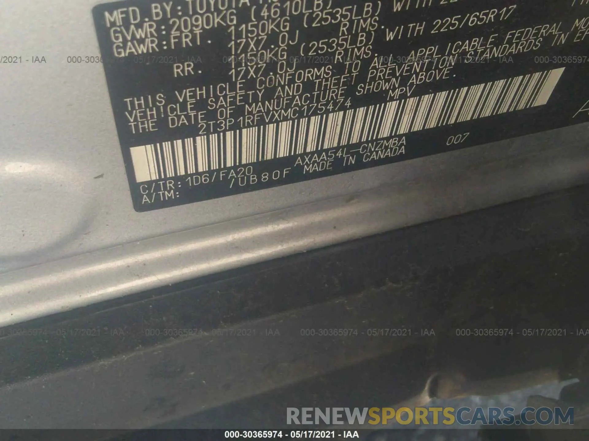 9 Photograph of a damaged car 2T3P1RFVXMC175474 TOYOTA RAV4 2021