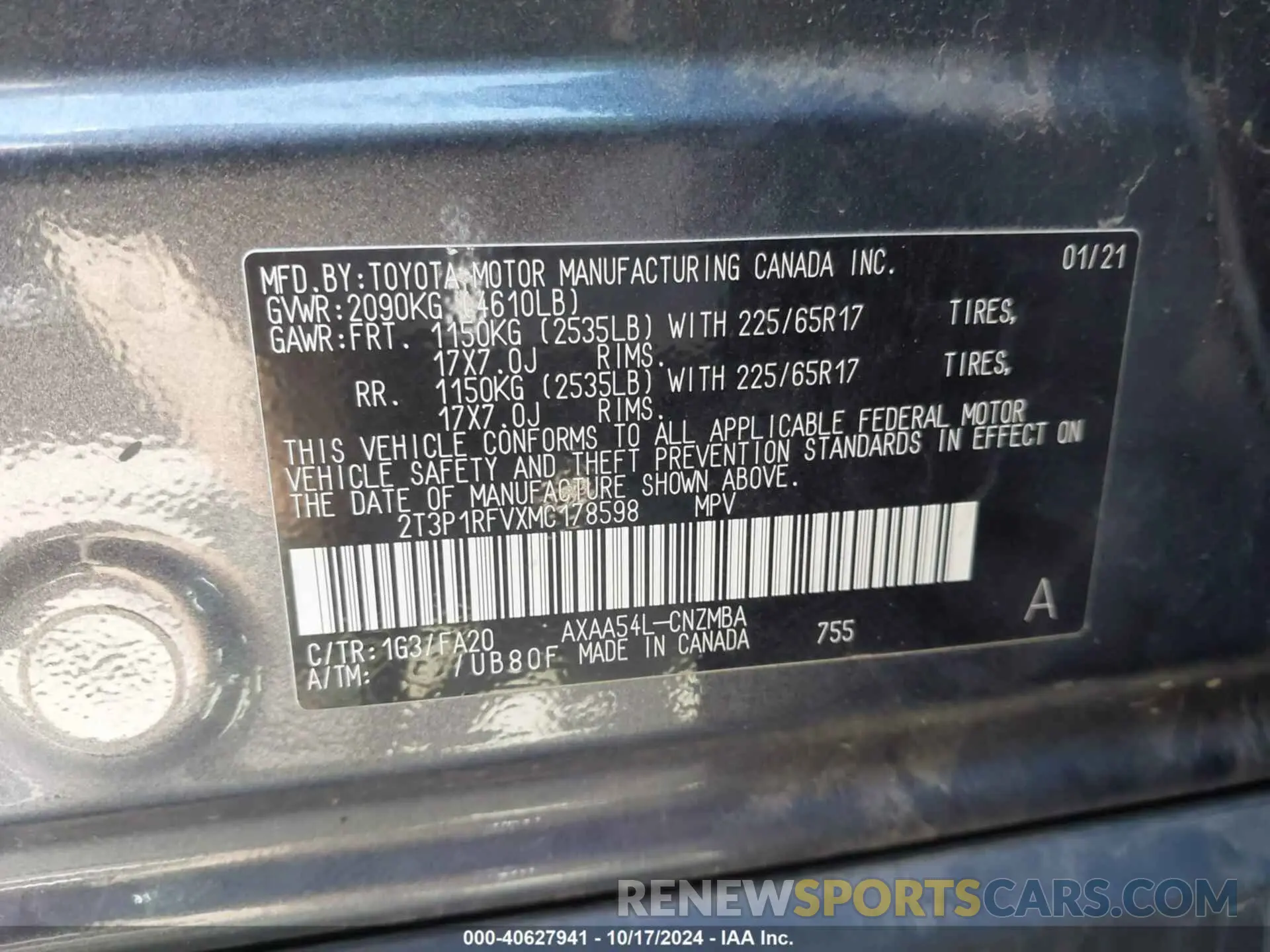 9 Photograph of a damaged car 2T3P1RFVXMC178598 TOYOTA RAV4 2021