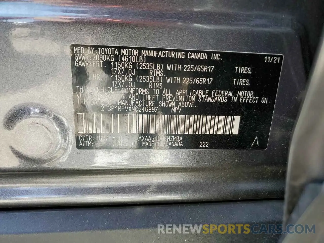 14 Фотография поврежденного автомобиля 2T3P1RFVXMC246897 TOYOTA RAV4 2021