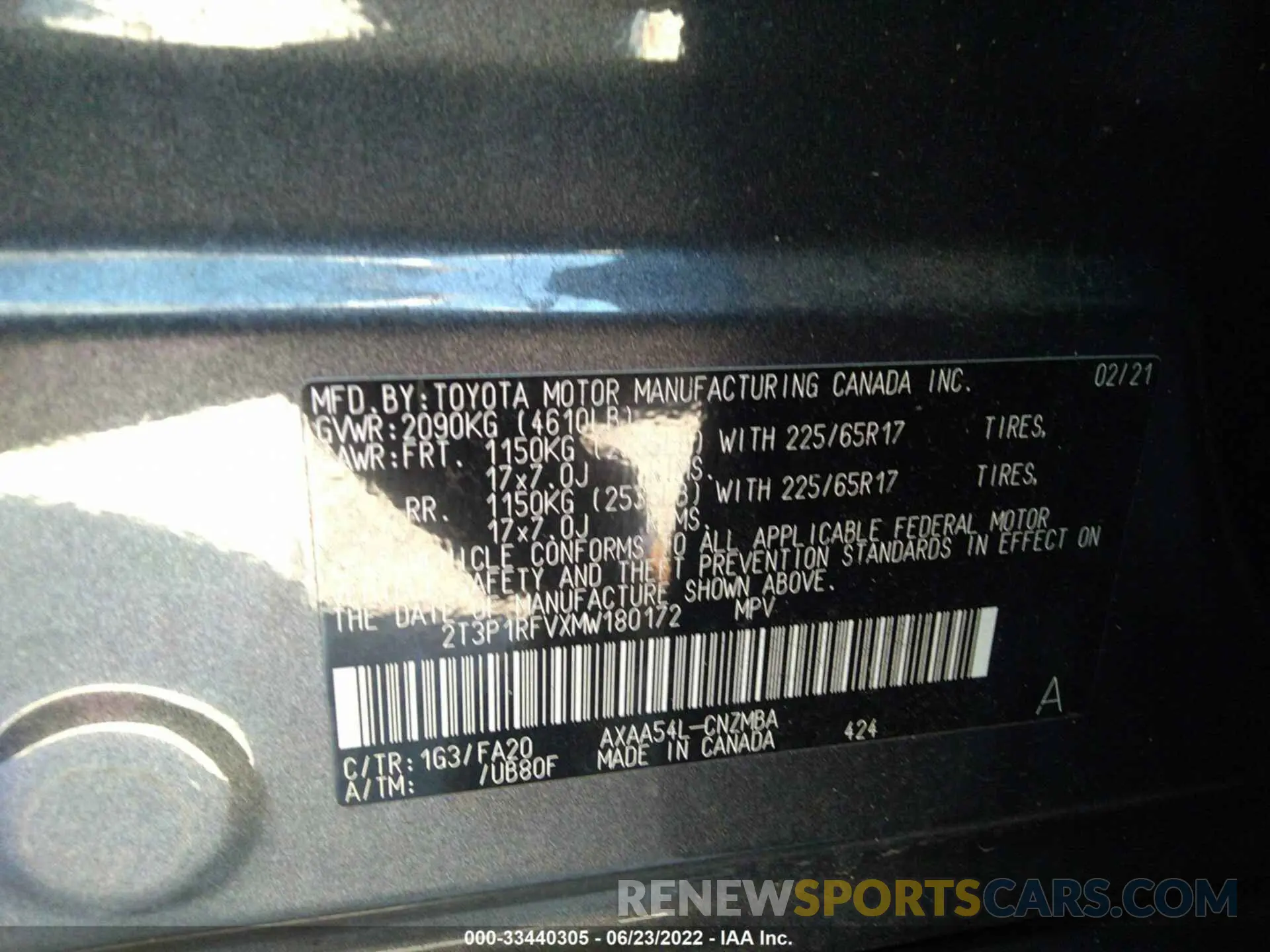 9 Photograph of a damaged car 2T3P1RFVXMW180172 TOYOTA RAV4 2021