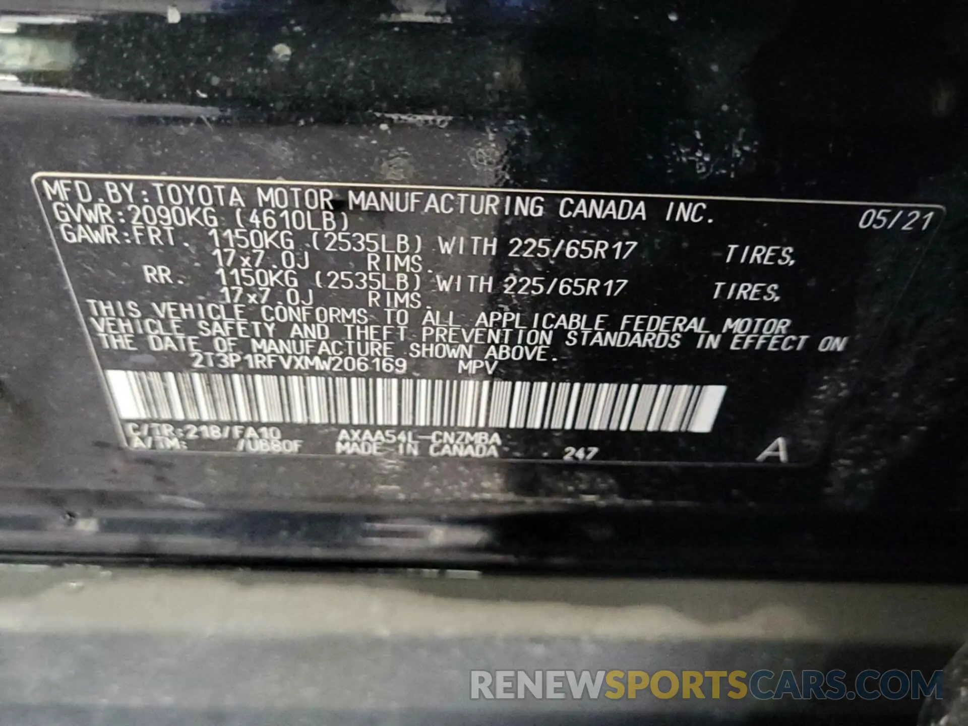 22 Фотография поврежденного автомобиля 2T3P1RFVXMW206169 TOYOTA RAV4 2021