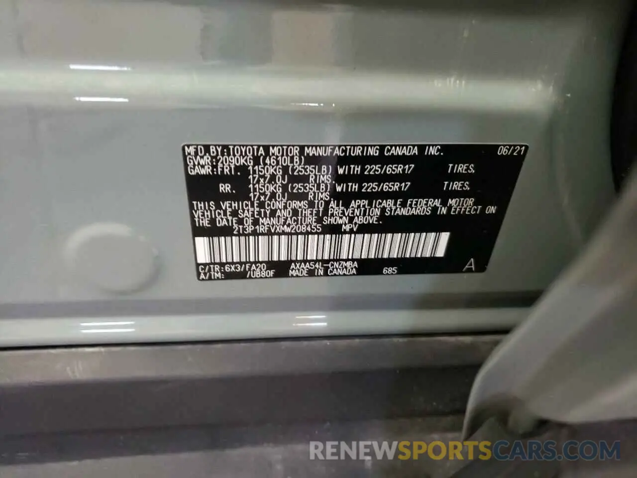 10 Photograph of a damaged car 2T3P1RFVXMW208455 TOYOTA RAV4 2021