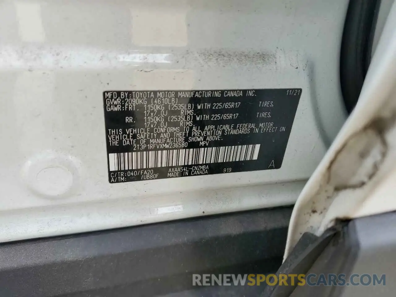 13 Фотография поврежденного автомобиля 2T3P1RFVXMW236580 TOYOTA RAV4 2021