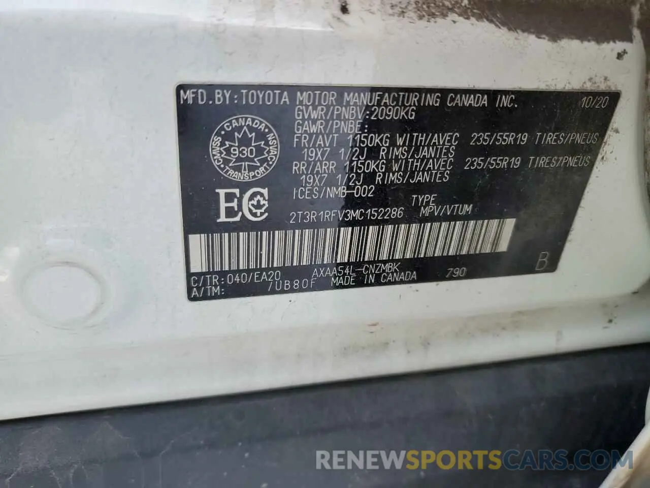 13 Photograph of a damaged car 2T3R1RFV3MC152286 TOYOTA RAV4 2021