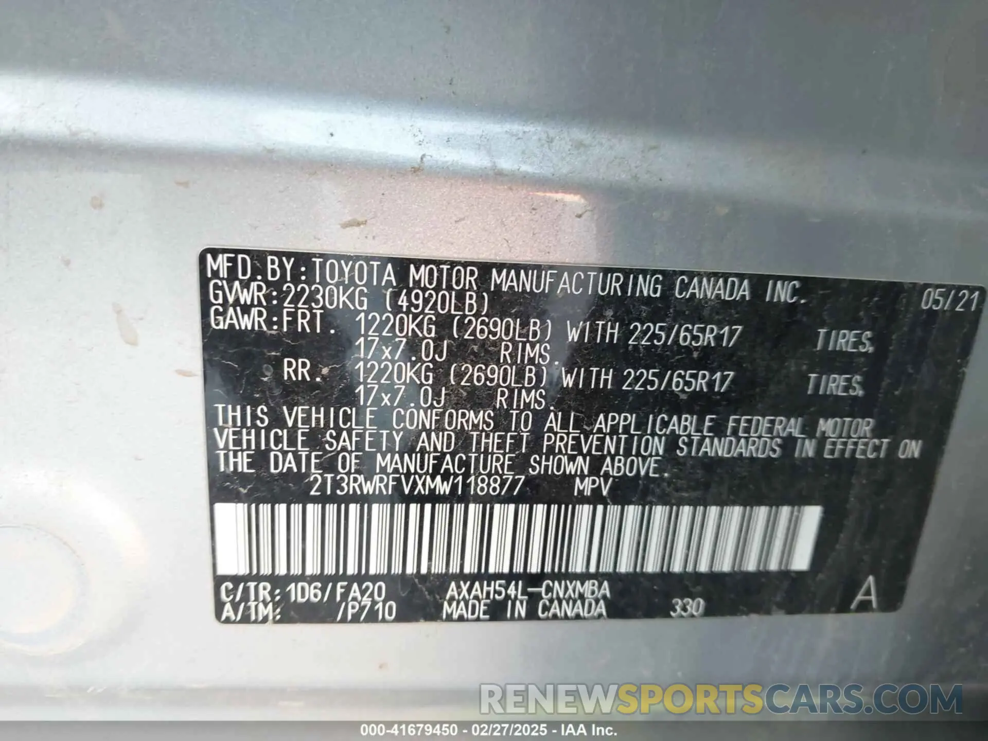 9 Photograph of a damaged car 2T3RWRFVXMW118877 TOYOTA RAV4 2021