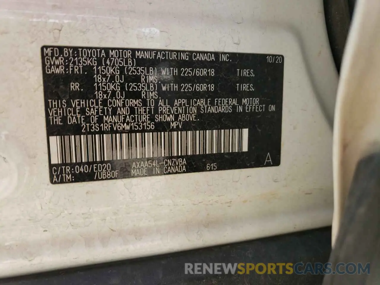 13 Photograph of a damaged car 2T3S1RFV6MW153156 TOYOTA RAV4 2021
