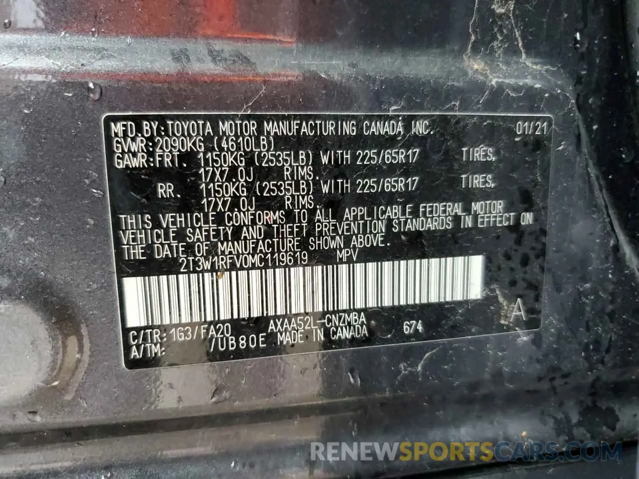 14 Фотография поврежденного автомобиля 2T3W1RFV0MC119619 TOYOTA RAV4 2021