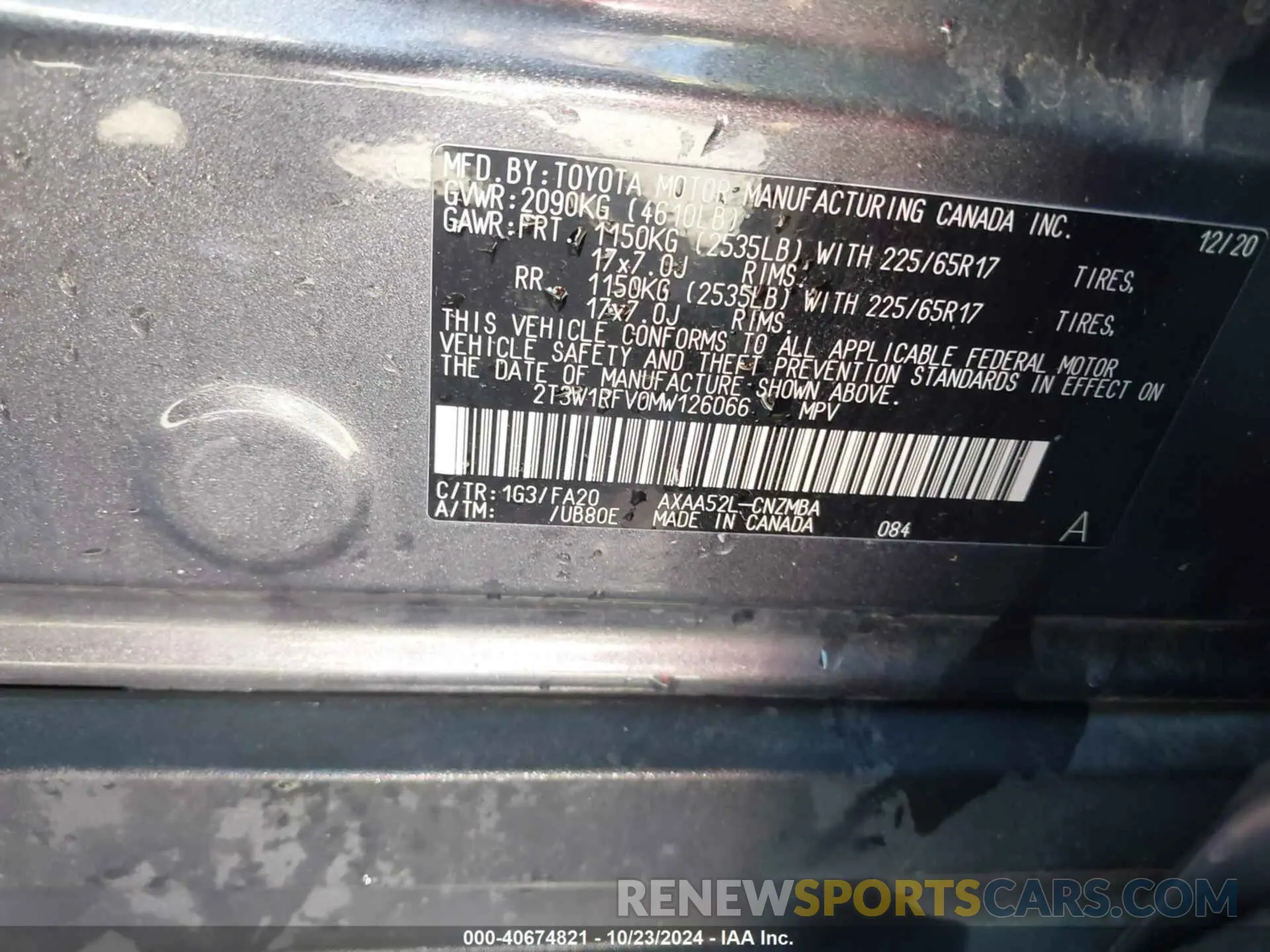 9 Photograph of a damaged car 2T3W1RFV0MW126066 TOYOTA RAV4 2021