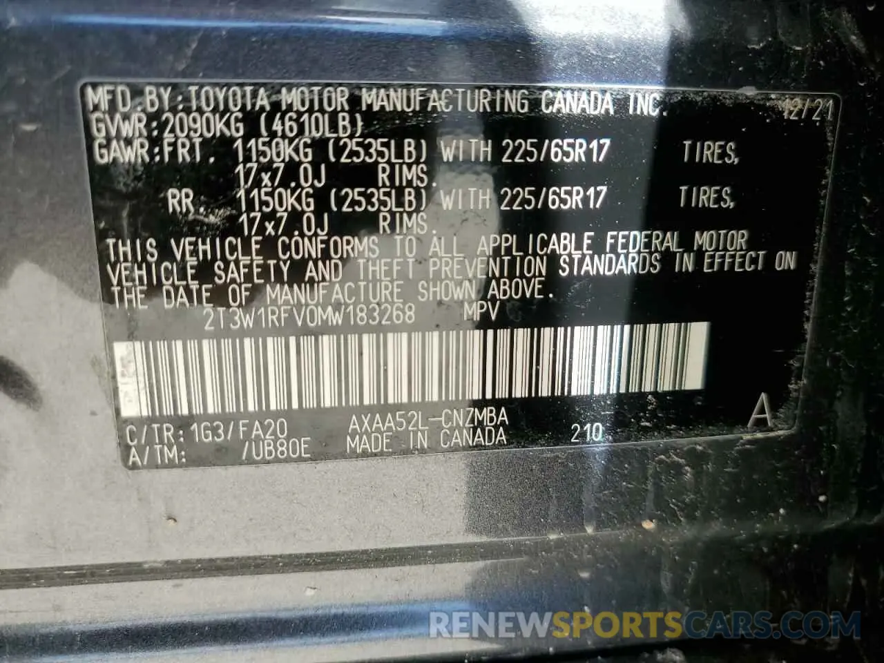 15 Фотография поврежденного автомобиля 2T3W1RFV0MW183268 TOYOTA RAV4 2021