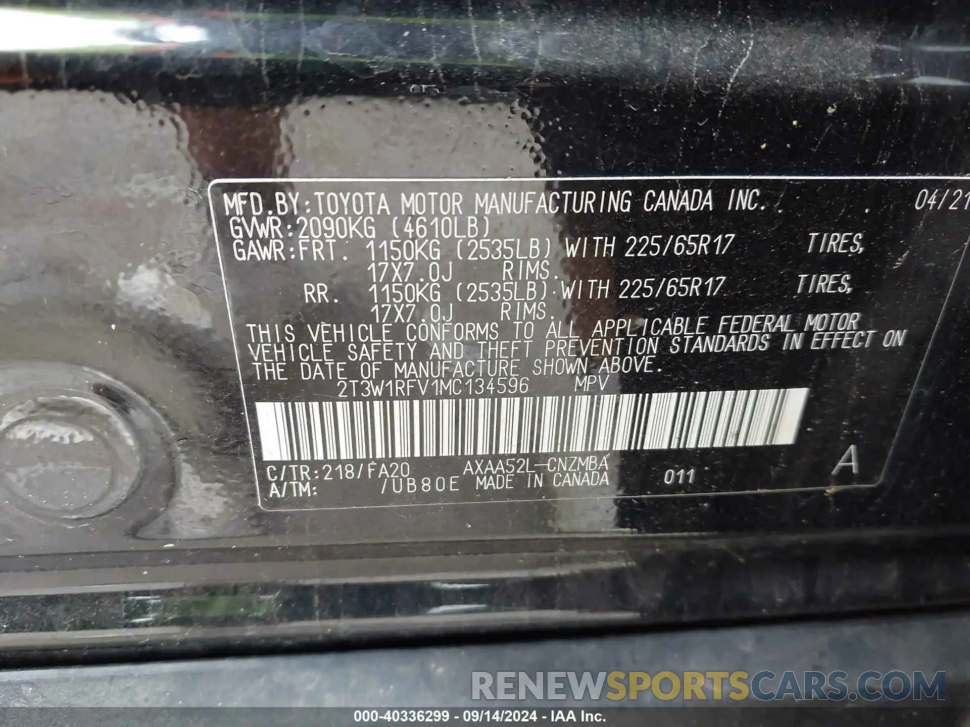 9 Фотография поврежденного автомобиля 2T3W1RFV1MC134596 TOYOTA RAV4 2021