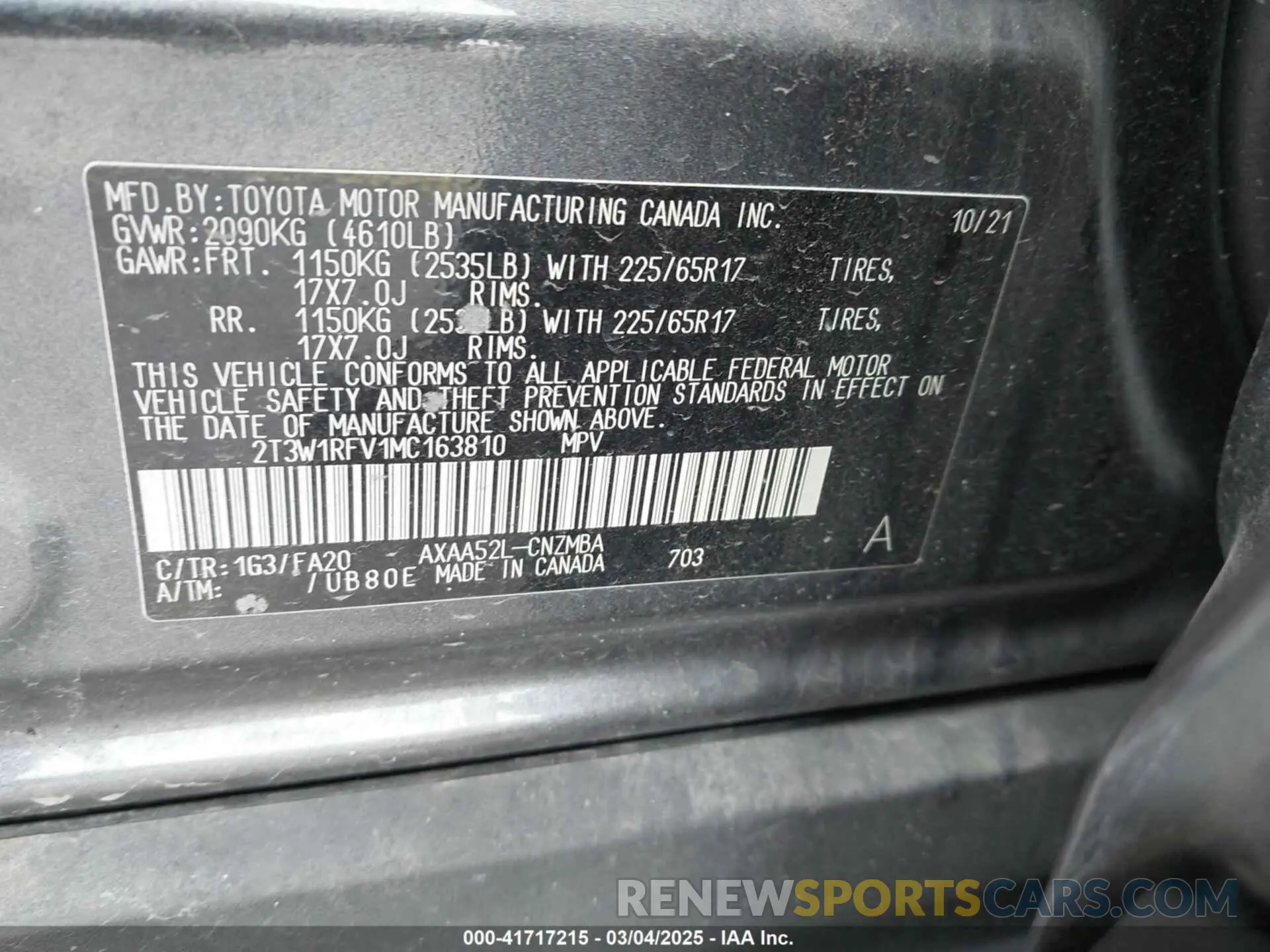 9 Photograph of a damaged car 2T3W1RFV1MC163810 TOYOTA RAV4 2021