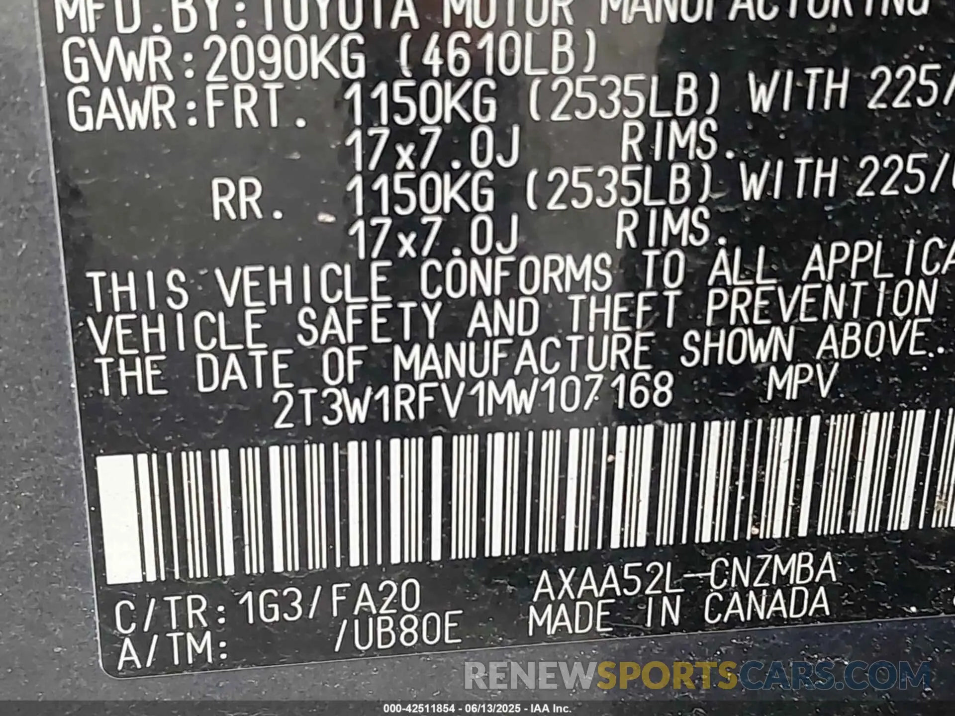 9 Фотография поврежденного автомобиля 2T3W1RFV1MW107168 TOYOTA RAV4 2021