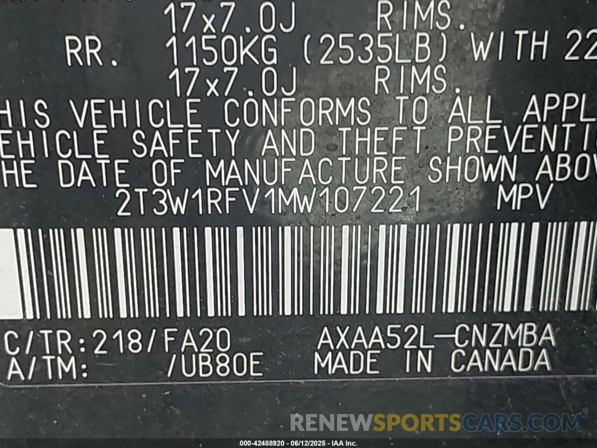 9 Фотография поврежденного автомобиля 2T3W1RFV1MW107221 TOYOTA RAV4 2021