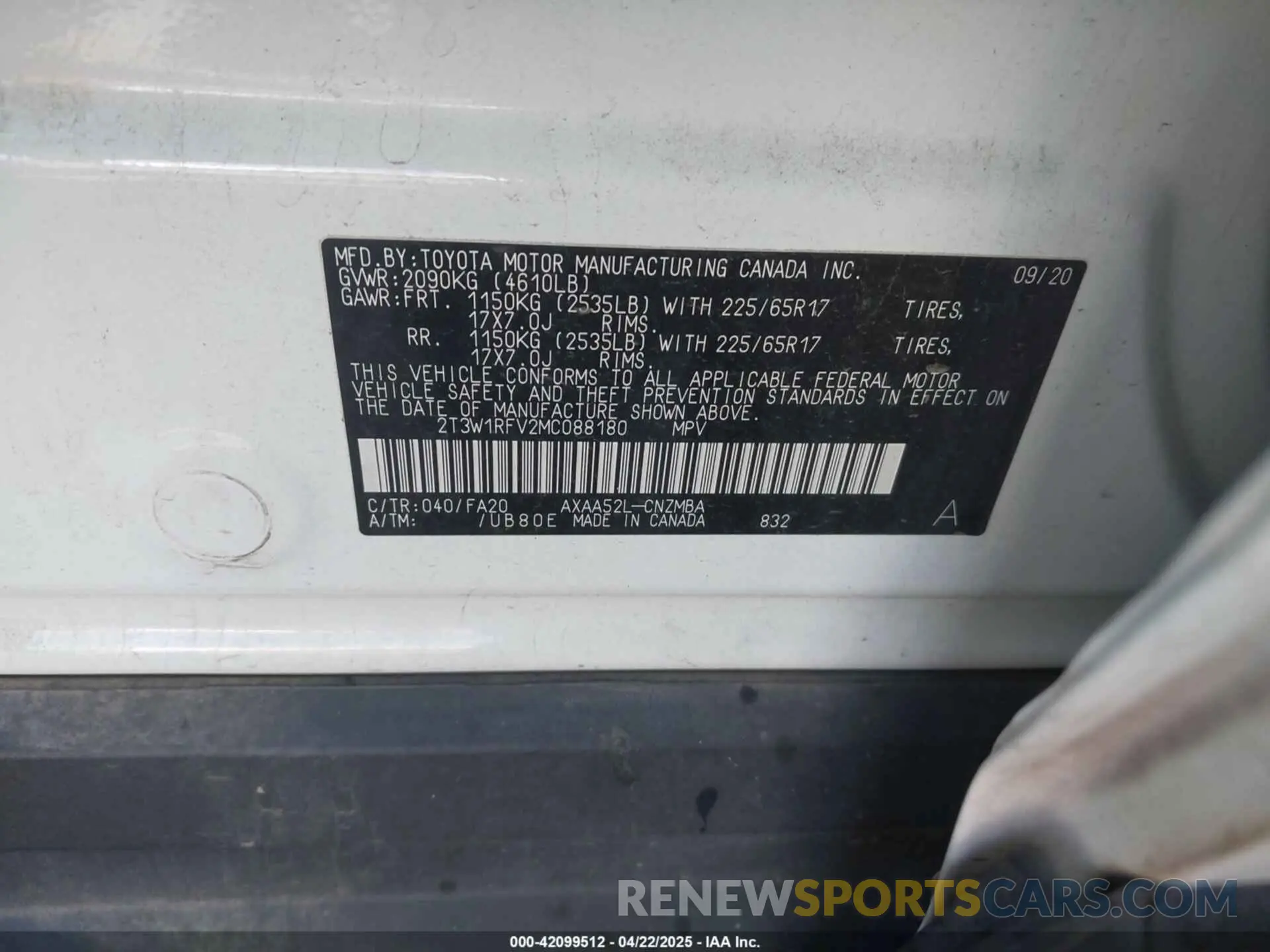 9 Фотография поврежденного автомобиля 2T3W1RFV2MC088180 TOYOTA RAV4 2021