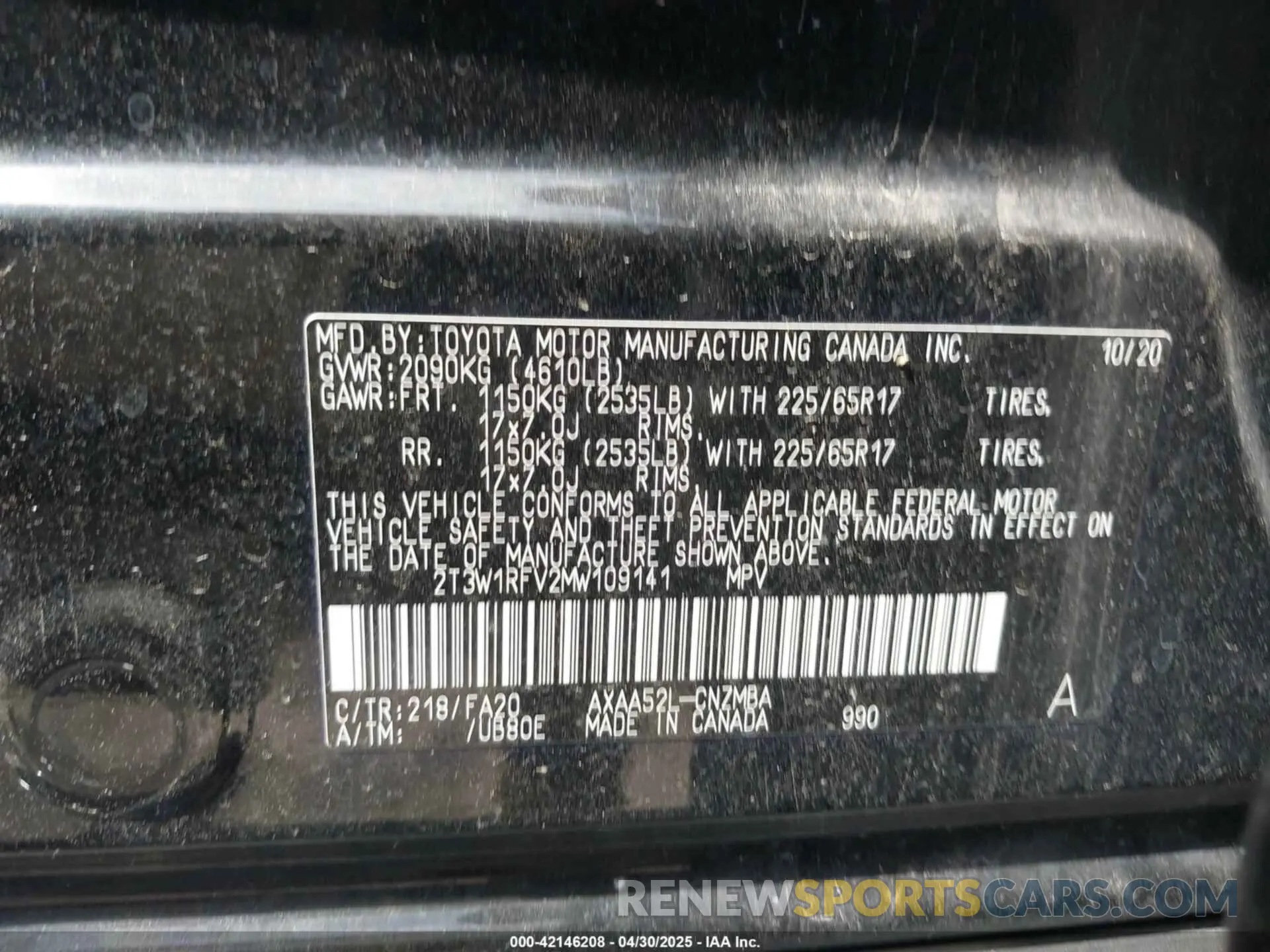 9 Photograph of a damaged car 2T3W1RFV2MW109141 TOYOTA RAV4 2021