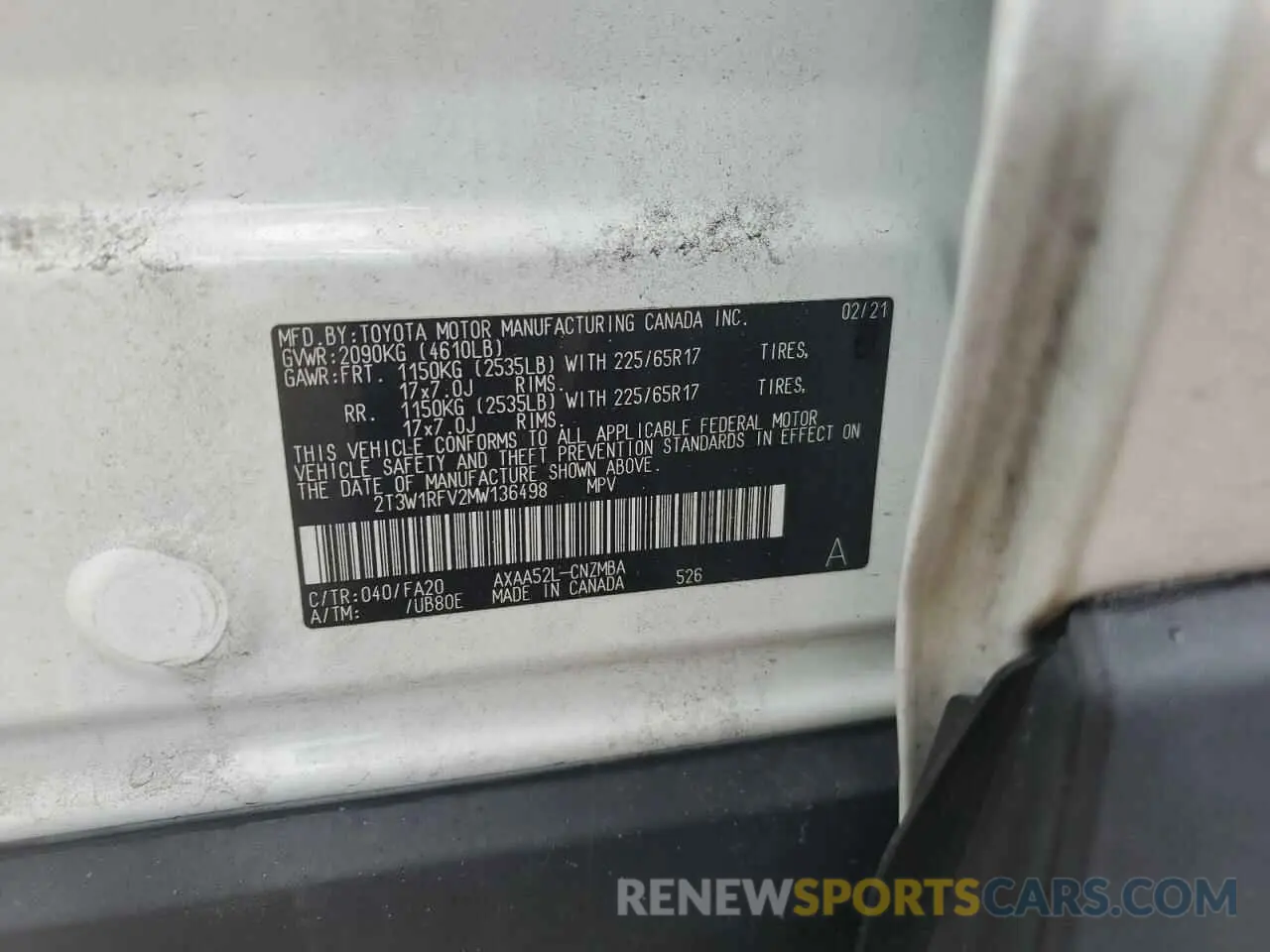 13 Фотография поврежденного автомобиля 2T3W1RFV2MW136498 TOYOTA RAV4 2021