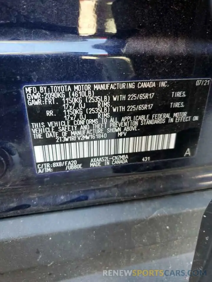 13 Фотография поврежденного автомобиля 2T3W1RFV2MW161840 TOYOTA RAV4 2021