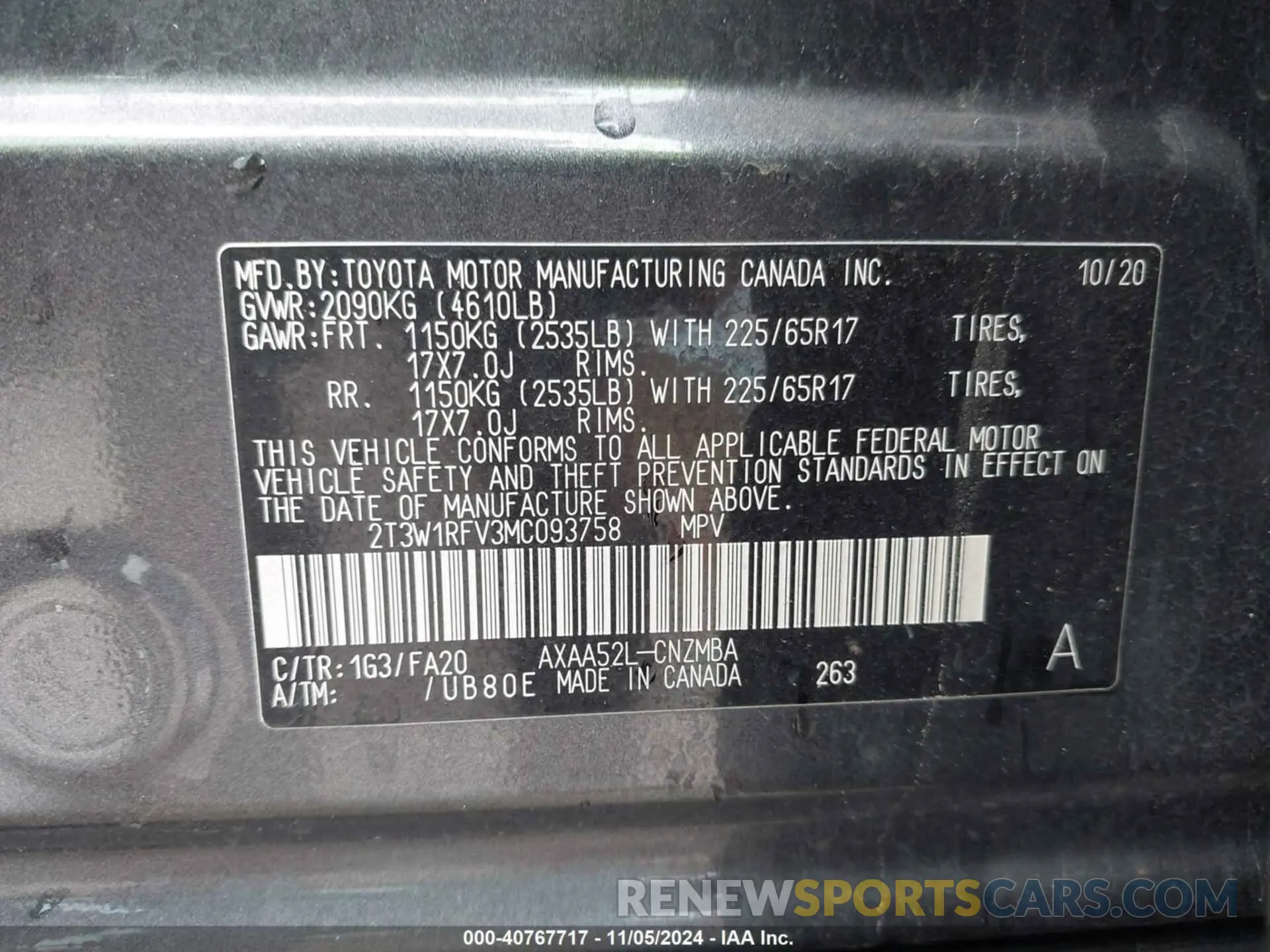 9 Photograph of a damaged car 2T3W1RFV3MC093758 TOYOTA RAV4 2021