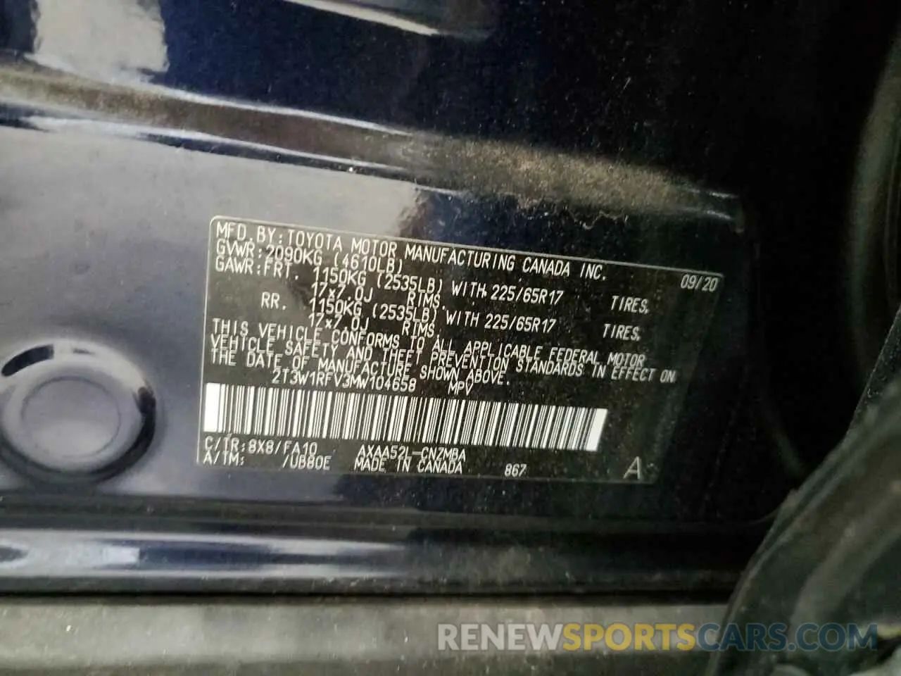 13 Photograph of a damaged car 2T3W1RFV3MW104658 TOYOTA RAV4 2021