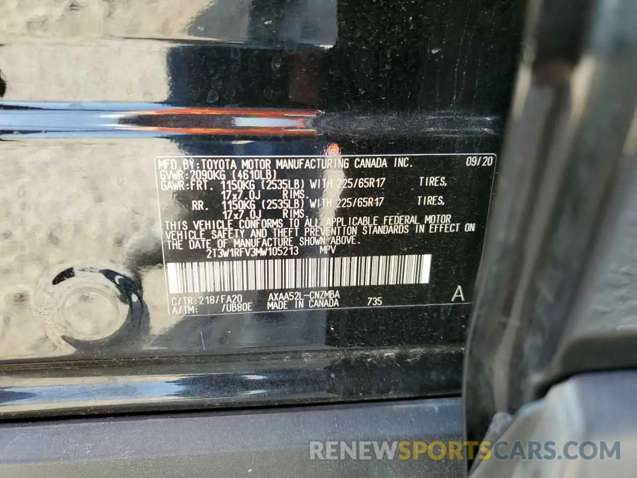13 Фотография поврежденного автомобиля 2T3W1RFV3MW105213 TOYOTA RAV4 2021