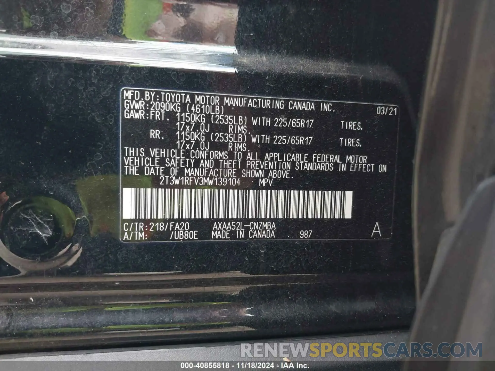 9 Фотография поврежденного автомобиля 2T3W1RFV3MW139104 TOYOTA RAV4 2021
