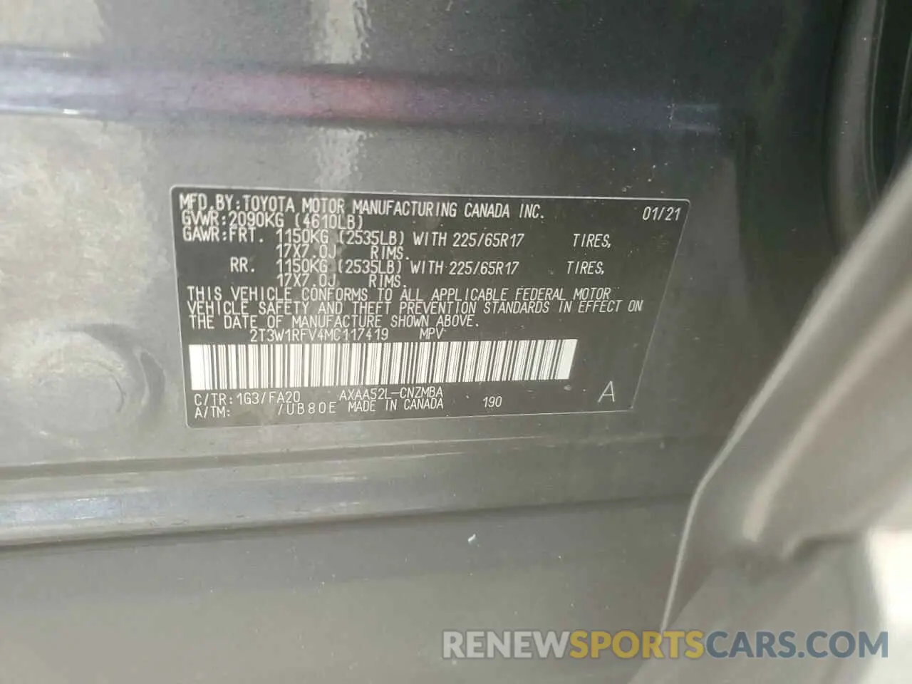 14 Фотография поврежденного автомобиля 2T3W1RFV4MC117419 TOYOTA RAV4 2021