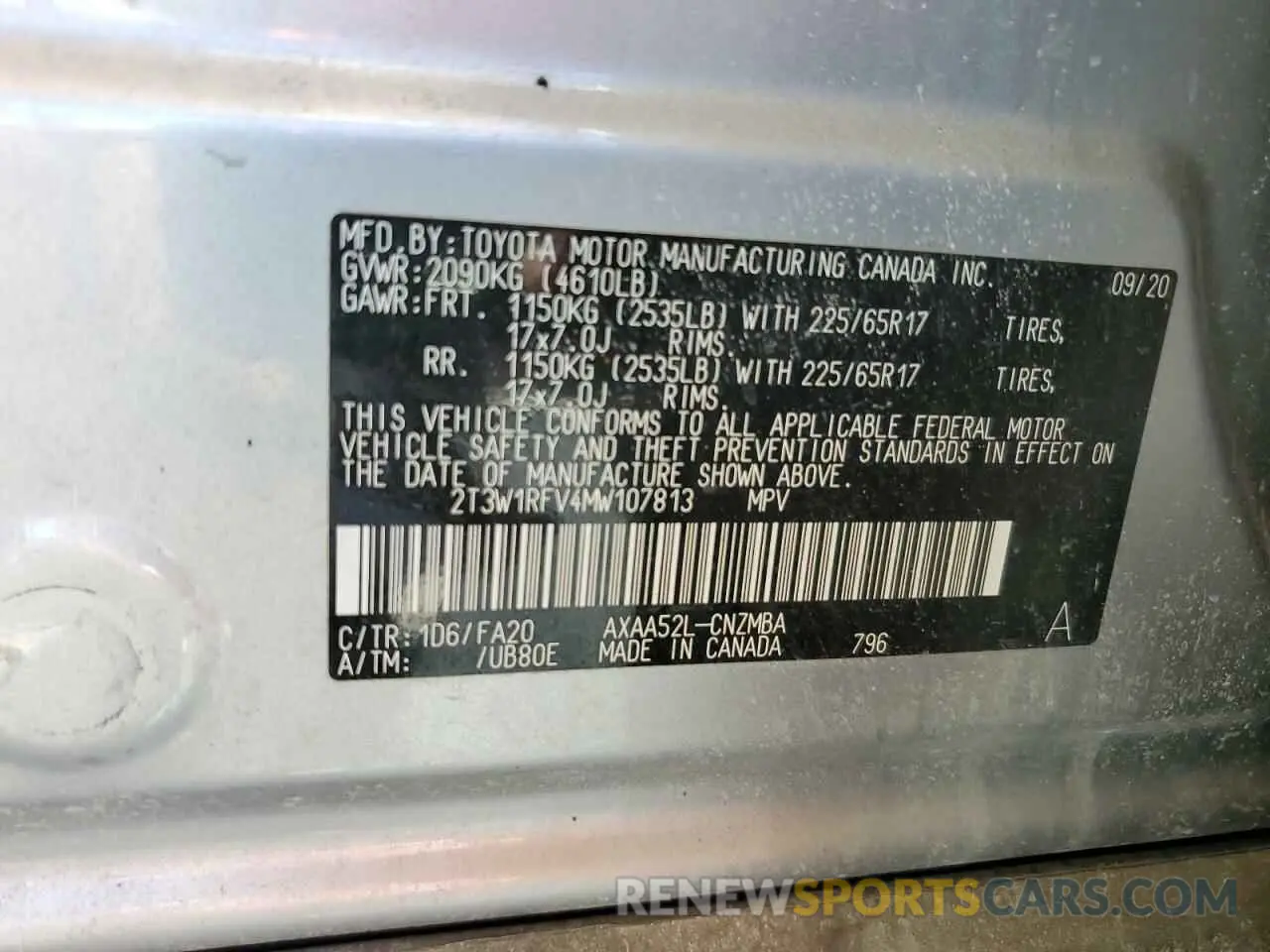 14 Фотография поврежденного автомобиля 2T3W1RFV4MW107813 TOYOTA RAV4 2021