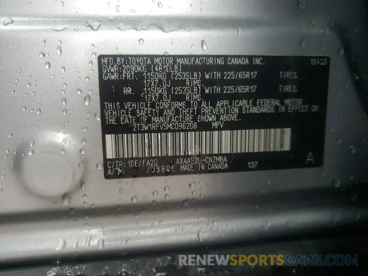 13 Фотография поврежденного автомобиля 2T3W1RFV5MC096208 TOYOTA RAV4 2021