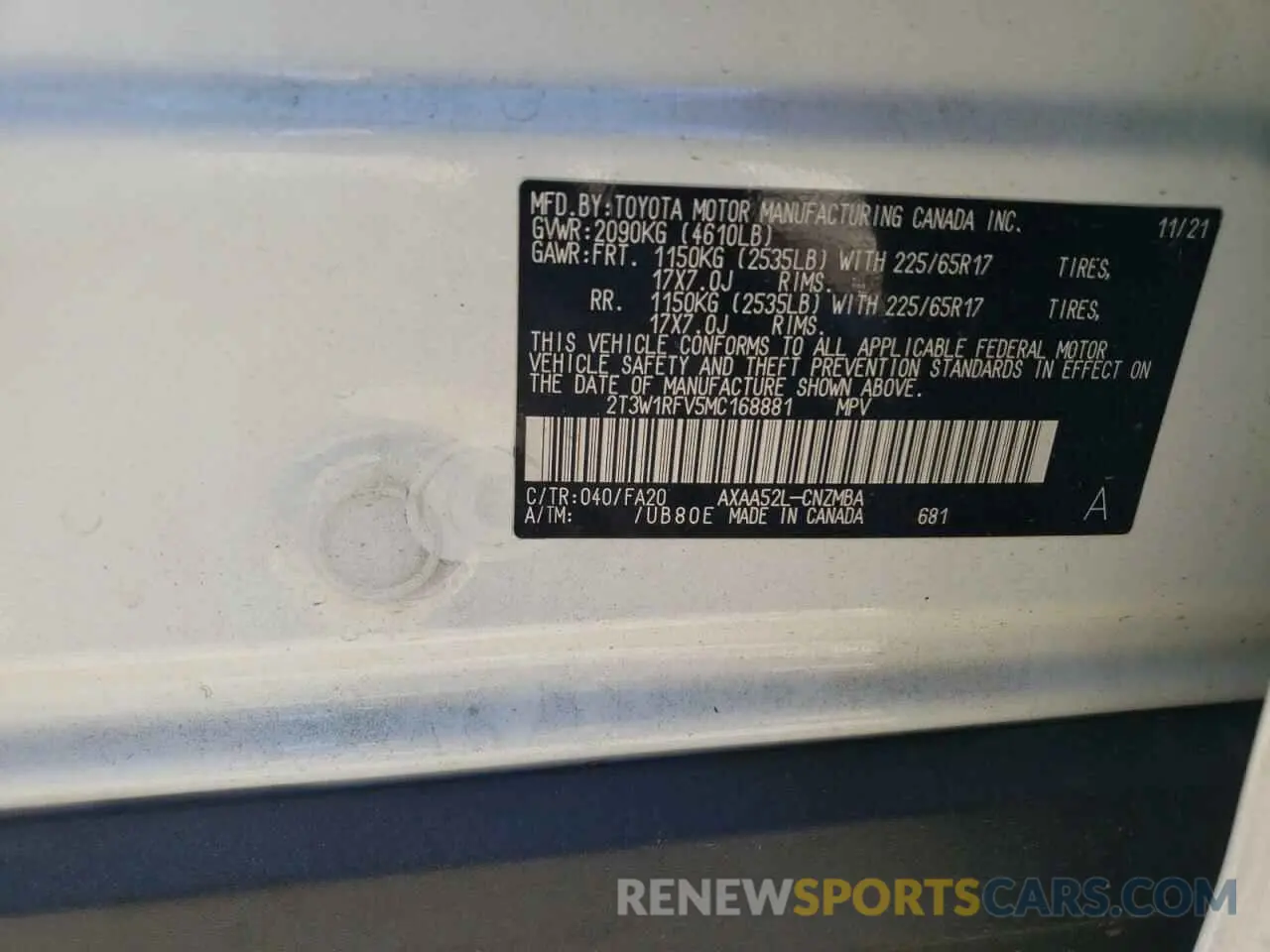 14 Фотография поврежденного автомобиля 2T3W1RFV5MC168881 TOYOTA RAV4 2021