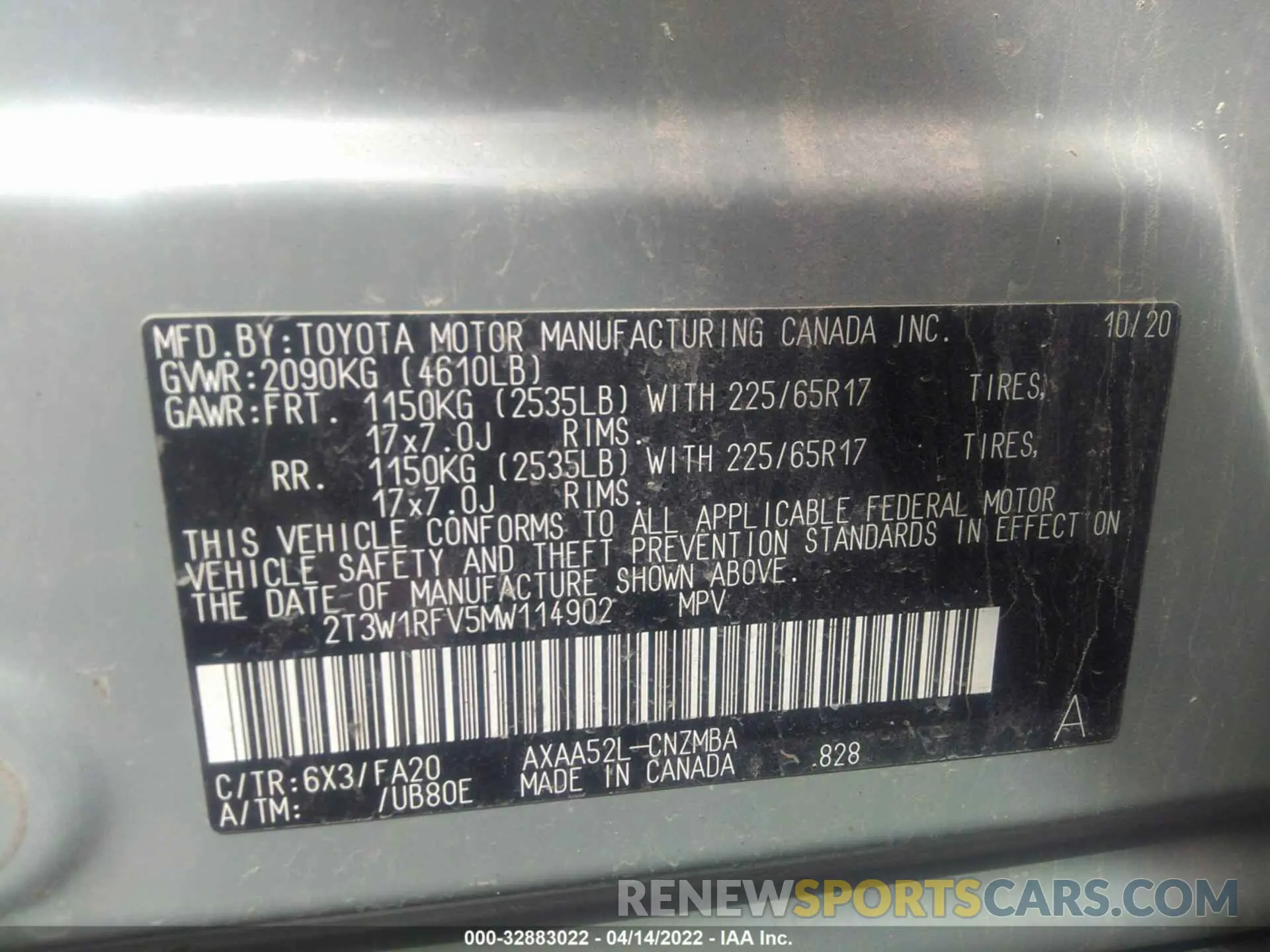 9 Photograph of a damaged car 2T3W1RFV5MW114902 TOYOTA RAV4 2021
