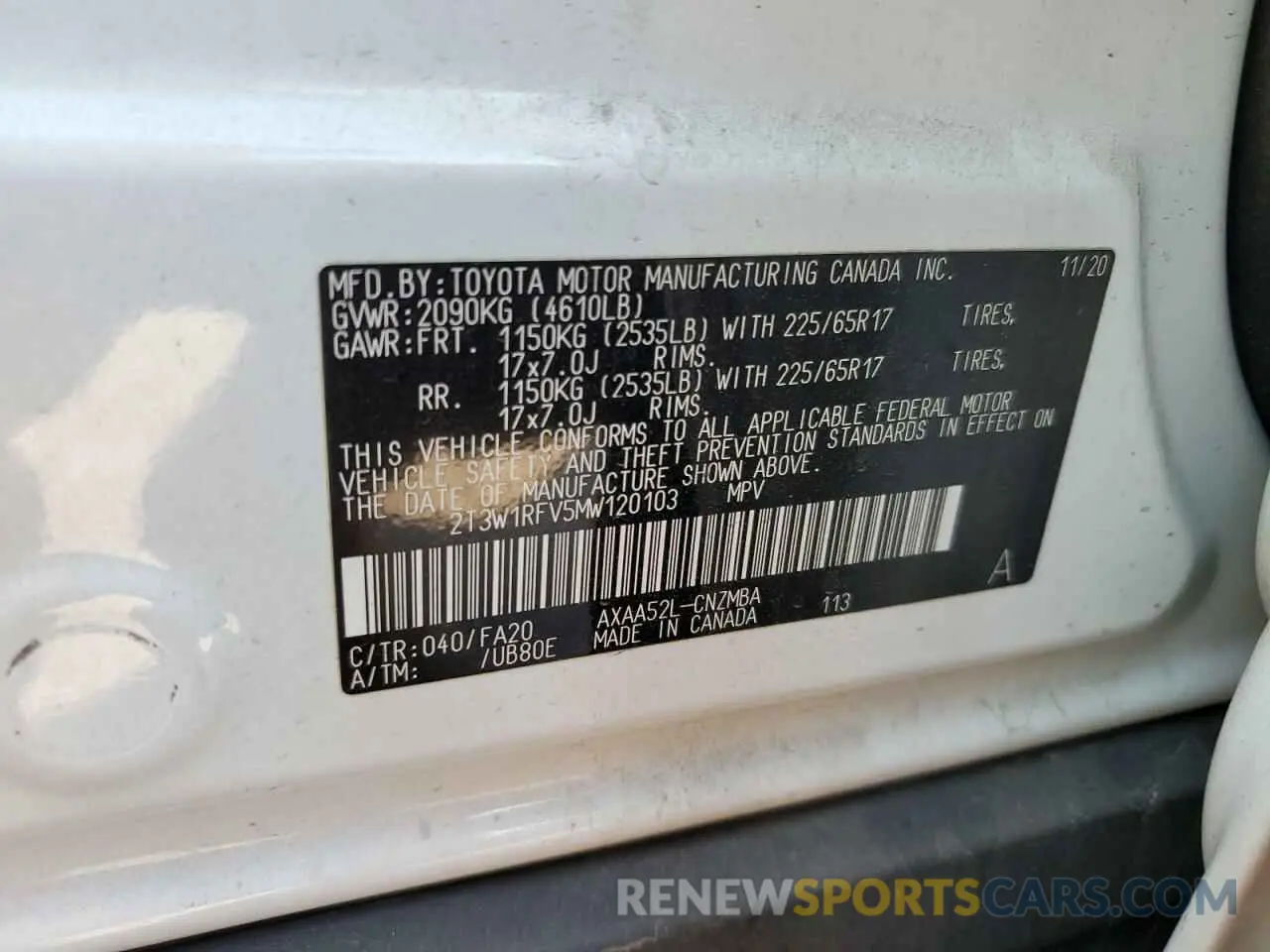 12 Photograph of a damaged car 2T3W1RFV5MW120103 TOYOTA RAV4 2021