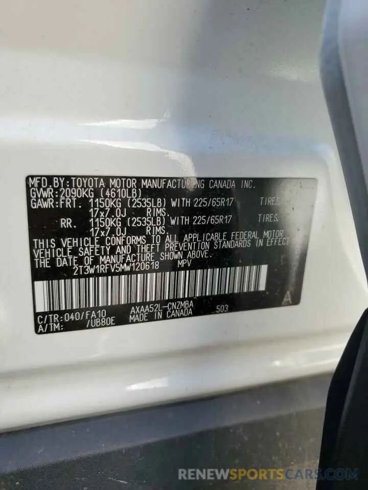 13 Фотография поврежденного автомобиля 2T3W1RFV5MW120618 TOYOTA RAV4 2021