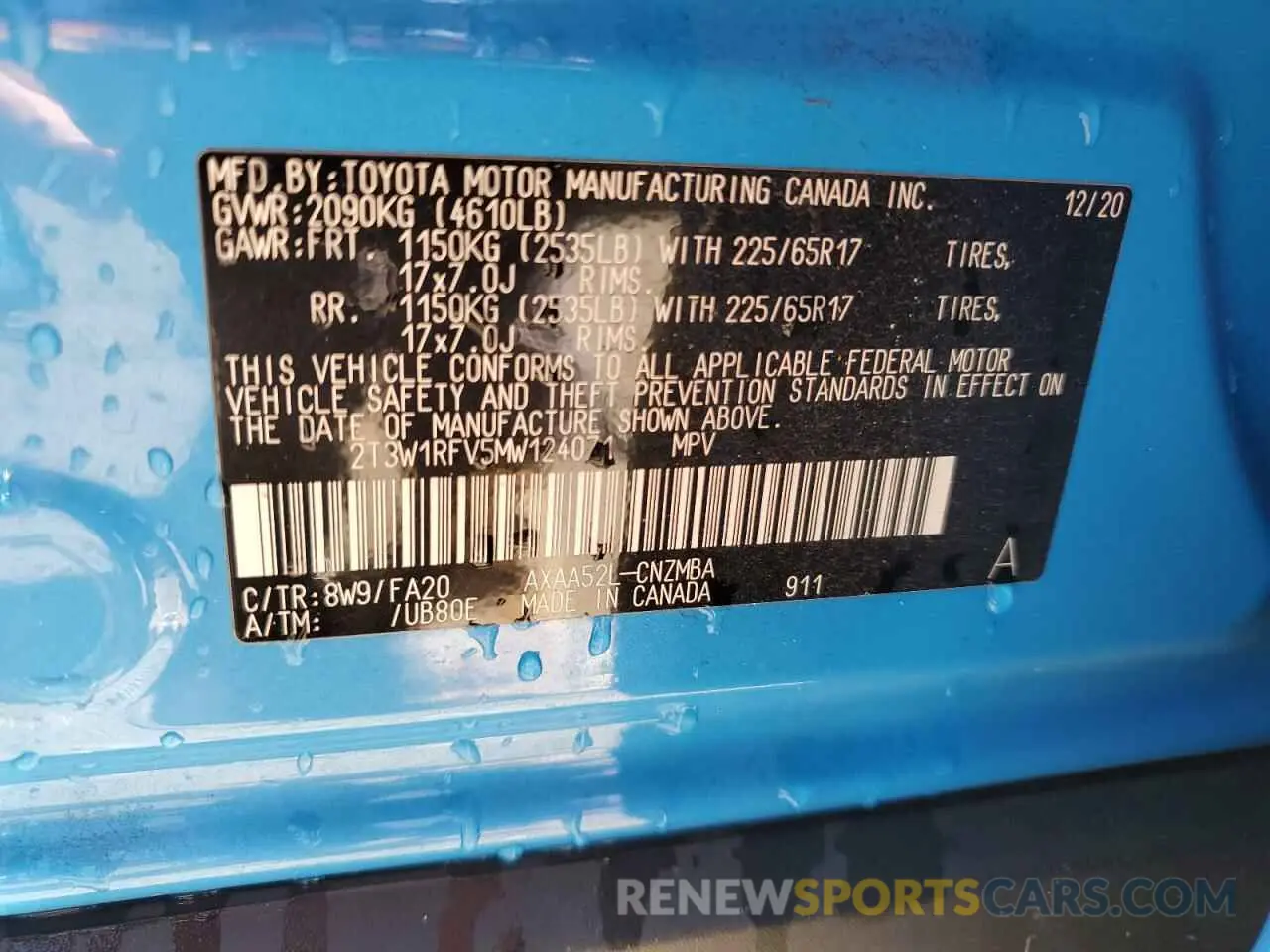 13 Фотография поврежденного автомобиля 2T3W1RFV5MW124071 TOYOTA RAV4 2021