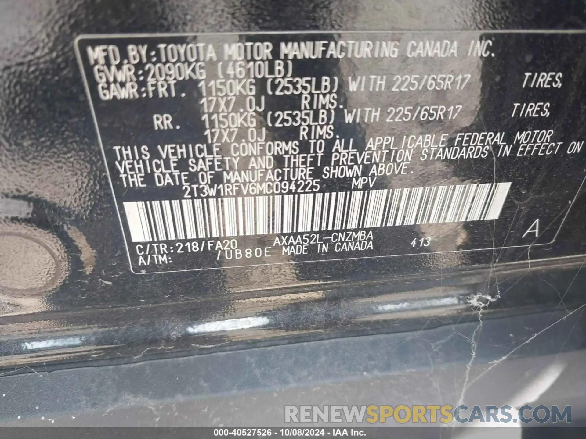 9 Фотография поврежденного автомобиля 2T3W1RFV6MC094225 TOYOTA RAV4 2021