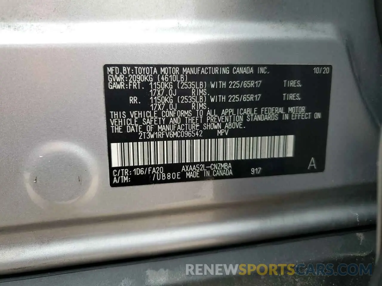 14 Photograph of a damaged car 2T3W1RFV6MC096542 TOYOTA RAV4 2021