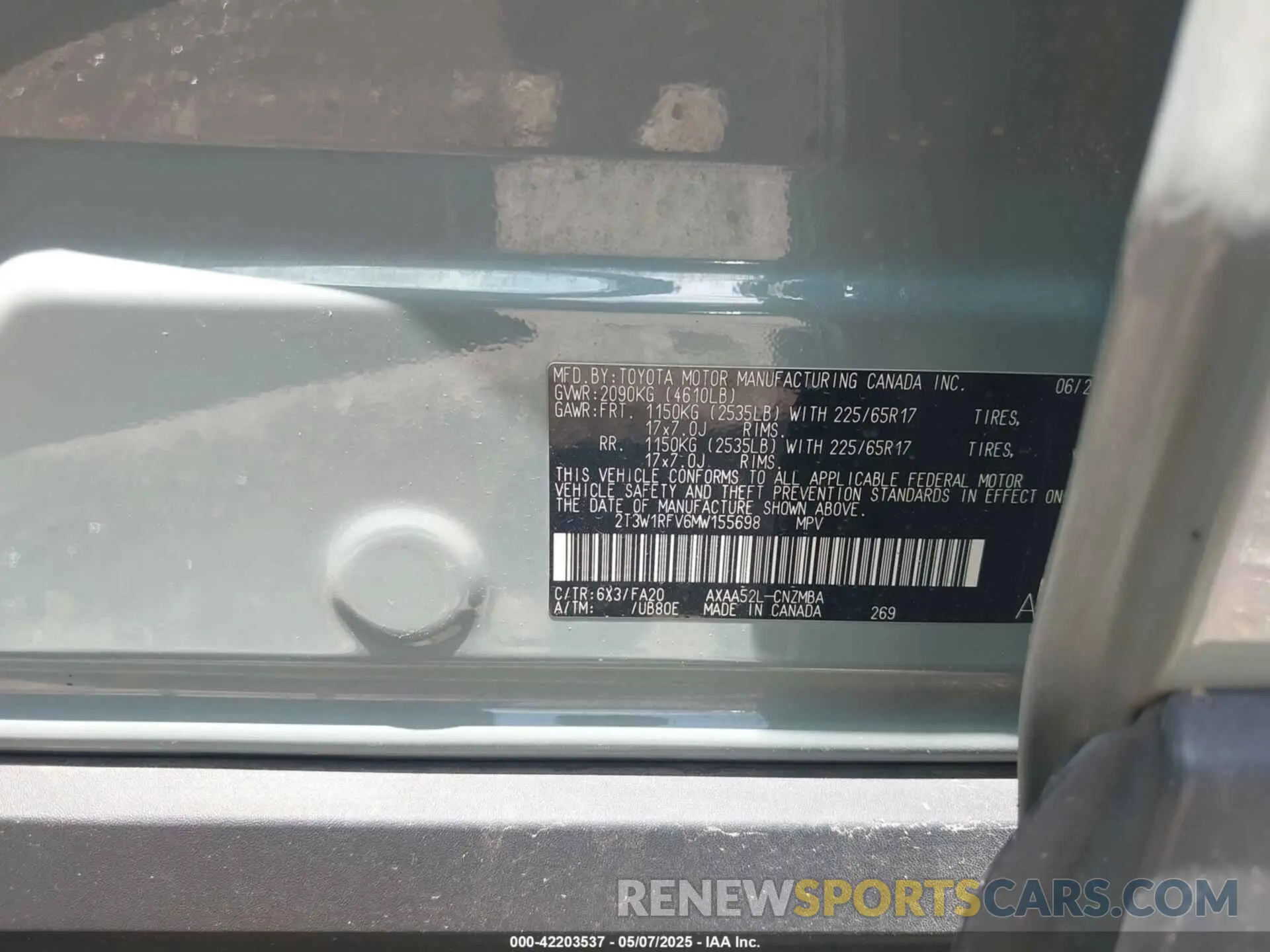 9 Photograph of a damaged car 2T3W1RFV6MW155698 TOYOTA RAV4 2021