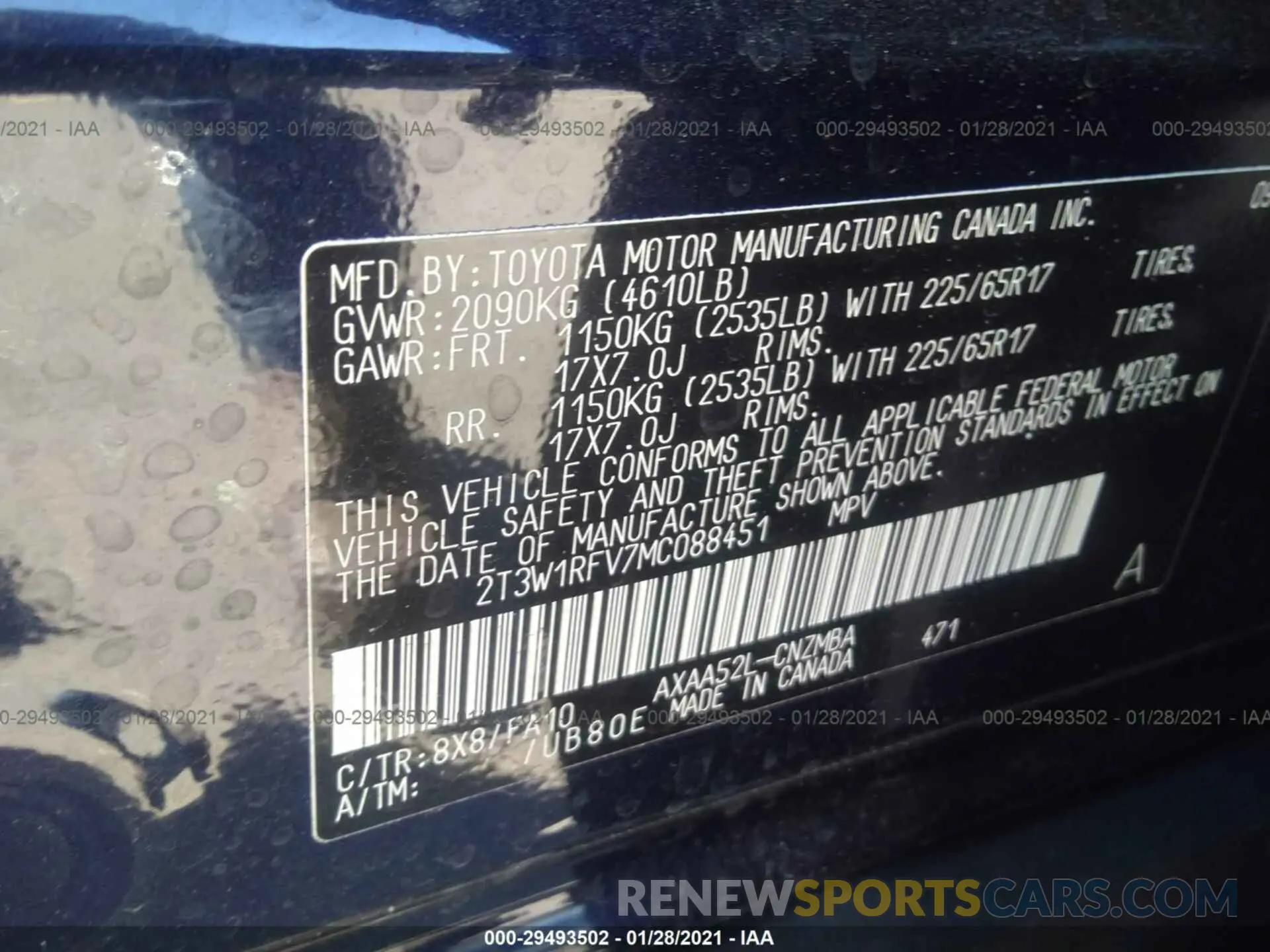 9 Photograph of a damaged car 2T3W1RFV7MC088451 TOYOTA RAV4 2021