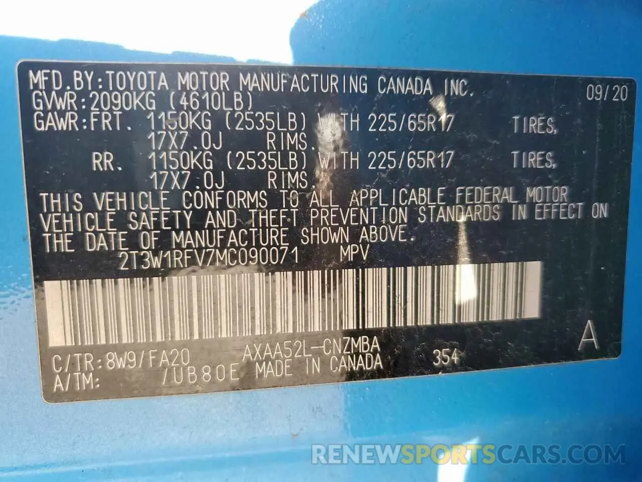 14 Фотография поврежденного автомобиля 2T3W1RFV7MC090071 TOYOTA RAV4 2021